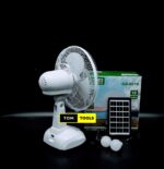 GD8019 Rechargeable Solar Fan with 2 Bulbs, Oscillation, USB Charger