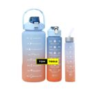 3 Pack Motivational Water Bottles with Straw and Time Markers