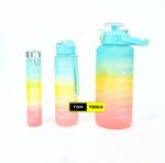 3 Pack Motivational Water Bottles with Straw and Time Markers