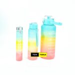 3 Pack Motivational Water Bottles with Straw and Time Markers
