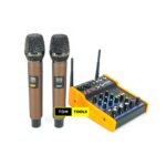 G4M1 4 Channel USB Mixer Audio Interface with 2 Wireless Mics, 48V Phantom Power