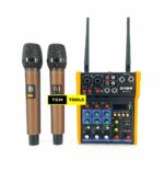 G4M1 4 Channel USB Mixer Audio Interface with 2 Wireless Mics, 48V Phantom Power