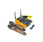 G4M1 4 Channel USB Mixer Audio Interface with 2 Wireless Mics, 48V Phantom Power
