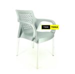 Gray Strong Comfortable Plastic Chair with Metal Tubing Legs
