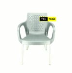 Gray Strong Comfortable Plastic Chair with Metal Tubing Legs
