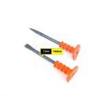 2PCS 12 Inch Flat and Pin Cold Chisels with Rubber Guards
