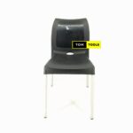 BLACK Bruno Strong Armless Comfortable Plastic Chair with Metal Tubing Legs