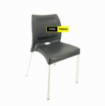 BLACK Bruno Strong Armless Comfortable Plastic Chair with Metal Tubing Legs