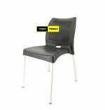 BLACK Bruno Strong Armless Comfortable Plastic Chair with Metal Tubing Legs
