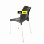 BLACK Bruno Strong Armless Comfortable Plastic Chair with Metal Tubing Legs