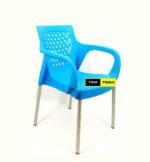 LIGHT BLUE Strong Comfortable Plastic Chair with Metal Tubing Legs