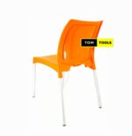 Orange Bruno Strong Armless Comfortable Plastic Chair with Metal Tubing Legs
