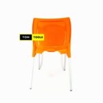 Orange Bruno Strong Armless Comfortable Plastic Chair with Metal Tubing Legs