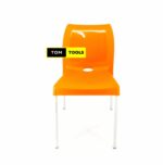Orange Bruno Strong Armless Comfortable Plastic Chair with Metal Tubing Legs