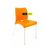 Orange Bruno Strong Armless Comfortable Plastic Chair with Metal Tubing Legs