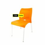 Orange Bruno Strong Armless Comfortable Plastic Chair with Metal Tubing Legs