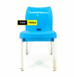2PCS PAIR Blue Strong Armless Comfortable Plastic Chair with Metal Tubing Legs