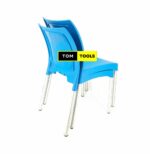 2PCS PAIR Blue Strong Armless Comfortable Plastic Chair with Metal Tubing Legs