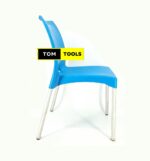 Blue Strong Armless Comfortable Plastic Chair with Metal Tubing Legs