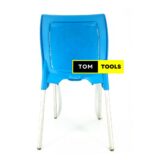 Blue Strong Armless Comfortable Plastic Chair with Metal Tubing Legs