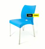 Blue Strong Armless Comfortable Plastic Chair with Metal Tubing Legs