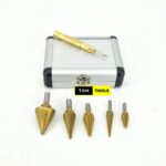 6PCS HSS Cobalt Titanium Step Drill Bit Set and Punch in Aluminum Case