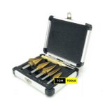 6PCS HSS Cobalt Titanium Step Drill Bit Set and Punch in Aluminum Case