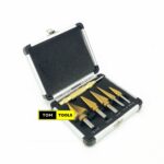6PCS HSS Cobalt Titanium Step Drill Bit Set and Punch in Aluminum Case