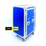 16U LARGE PA Rack DJ Road Case with Slant Mixer Top and Caster Wheels