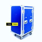 16U LARGE PA Rack DJ Road Case with Slant Mixer Top and Caster Wheels