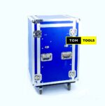 16U LARGE PA Rack DJ Road Case with Slant Mixer Top and Caster Wheels