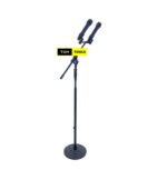 2 Mic Heavy Duty Microphone Stand with Cast Iron Round Base