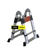 2.2m X 2.2m 14 Steps Double Telescopic Aluminium Ladder, Foldable