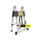 2.2m X 2.2m 14 Steps Double Telescopic Aluminium Ladder, Foldable