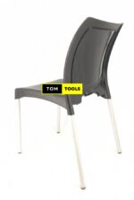 2PCS PAIR Black Strong Armless Comfortable Plastic Chair with Metal Tubing Legs