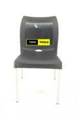 2PCS PAIR Black Strong Armless Comfortable Plastic Chair with Metal Tubing Legs
