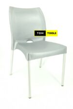 2PCS PAIR Grey Strong Armless Comfortable Plastic Chair with Metal Tubing Legs
