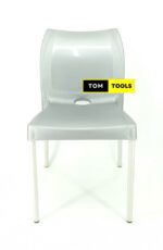 2PCS PAIR Grey Strong Armless Comfortable Plastic Chair with Metal Tubing Legs