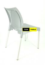 2PCS PAIR Grey Strong Armless Comfortable Plastic Chair with Metal Tubing Legs