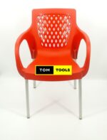 2PCS Strong Comfortable Plastic Chair with Metal Tubing Legs
