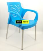 2PCS Strong Comfortable Plastic Chair with Metal Tubing Legs