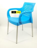 2PCS Strong Comfortable Plastic Chair with Metal Tubing Legs
