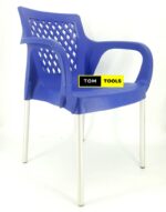 2PCS Strong Comfortable Plastic Chair with Metal Tubing Legs