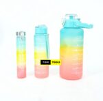 3 Pack Motivational Water Bottles with Straw and Time Markers