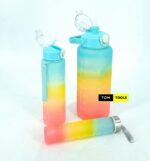3 Pack Motivational Water Bottles with Straw and Time Markers