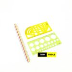 3PCS Technical Drawing Set with 300mm Scale Ruler, Circle Template, Ellipse Template
