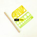 3PCS Technical Drawing Set with 300mm Scale Ruler, Circle Template, Ellipse Template
