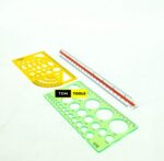 3PCS Technical Drawing Set with 300mm Scale Ruler, Circle Template, Ellipse Template