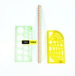 3PCS Technical Drawing Set with 300mm Scale Ruler, Circle Template, Ellipse Template