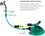 4 Nozzle 3 Arm Rotary Lawn Garden Sprinkler